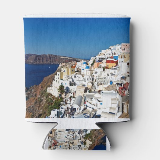 De prachtige Oia in Santorini, Griekenland Blikjeskoeler (Achterkant)