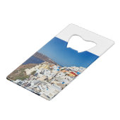 De prachtige Oia in Santorini, Griekenland Creditkaart Flessenopener (Achterkant Gekanteld)