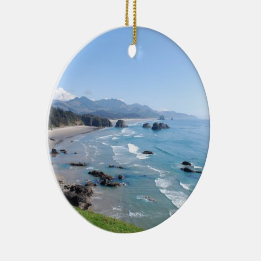 De prachtige oregonkust van het Ecola Park Keramisch Ornament (Rechts)