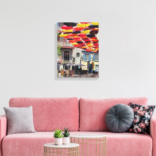 De prachtige paraplu's van Quebec City Canvas Afdruk (Insitu (Woonkamer))