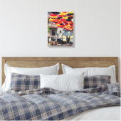 De prachtige paraplu's van Quebec City Canvas Afdruk (Insitu (Slaapkamer))