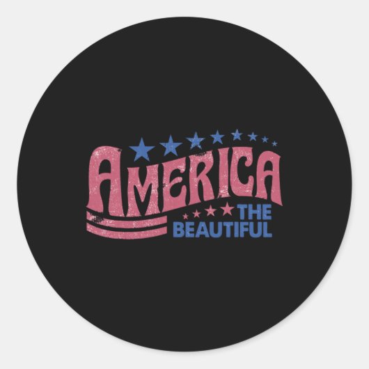 De prachtige retro Amerikaanse 4th van juli Ronde Sticker (Voorkant)