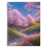 De prachtige Sakura boom in de bloeiende weide Notitieboek (Voorkant)