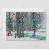 De prachtige sneeuwscène van de winter met blauwe  feestdagenkaart (Voorkant)