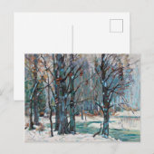 De prachtige sneeuwscène van de winter met blauwe  feestdagenkaart (Voorkant / Achterkant)