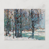 De prachtige sneeuwscène van de winter met blauwe  feestdagenkaart (Voorkant)