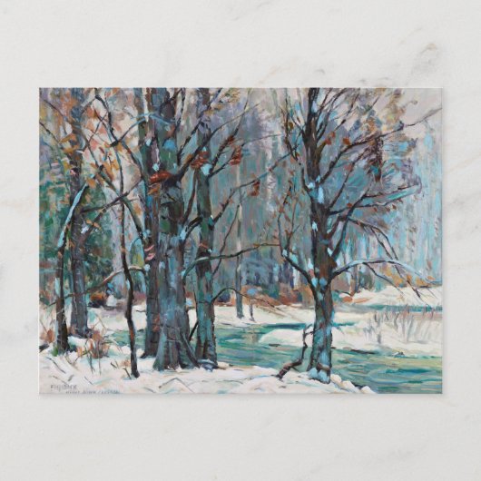 De prachtige sneeuwscène van de winter met blauwe  feestdagenkaart (Voorkant)