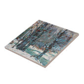 De prachtige sneeuwscène van de winter met blauwe  tegeltje (Zijkant)