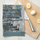 De prachtige sneeuwscène van de winter met blauwe  theedoek (Quarter Fold)