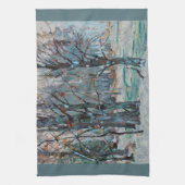 De prachtige sneeuwscène van de winter met blauwe  theedoek (Verticaal)