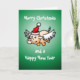 De prachtige vleugels van het kerstvarken feestdagen kaart
