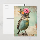 De prachtige vogel in een kroon collage briefkaart (Voorkant / Achterkant)