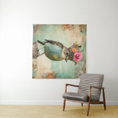 De prachtige vogel in een kroon collage wandkleed (In Situ (horizontaal))