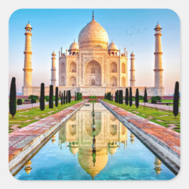 De prachtige Witte Marmer Taj Mahal van India Vierkante Sticker
