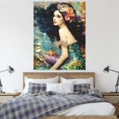 De prachtige zeemeermin collage canvas afdruk (Insitu (Slaapkamer))