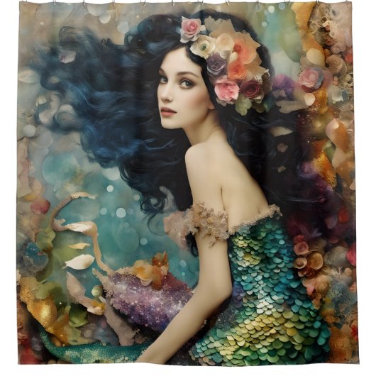 De prachtige zeemeermin collage douchegordijn (Voorkant)