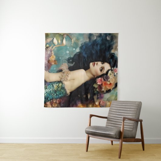 De prachtige zeemeermin collage wandkleed (In Situ (horizontaal))