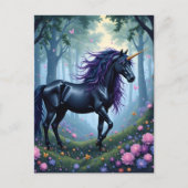 De prachtige zwarte eenhoorn in het bos briefkaart (Voorkant)