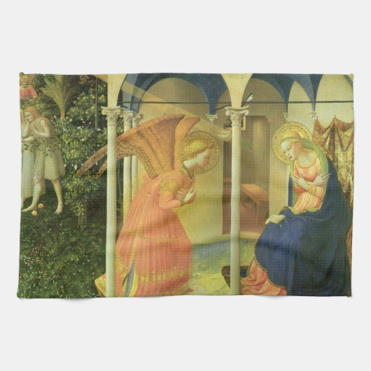 De Prado-aankondiging door Fra Angelico Theedoek (Horizontaal)