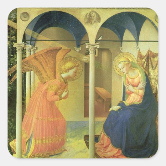 De Prado Annunciatie door Fra Angelico Vierkante Sticker (Voorkant)
