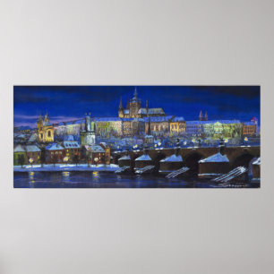 De Prague Panorama Charles Bridge Prague Castle Poster