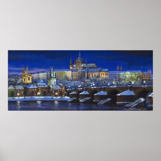 De Prague Panorama Charles Bridge Prague Castle Poster (Voorkant)