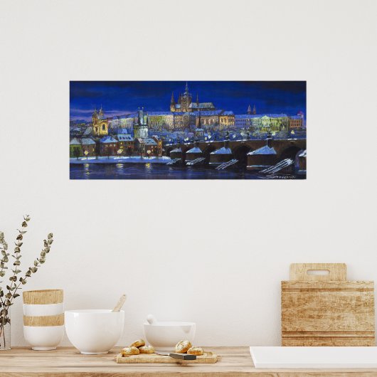 De Prague Panorama Charles Bridge Prague Castle Poster (Keuken)