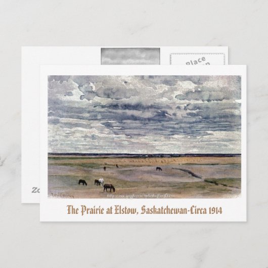 De prairie in Elstow, Saskatchewan-1914 Briefkaart (Voorkant / Achterkant)