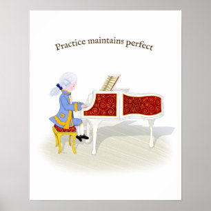 De praktijk handhaaft perfecte Mozart die Piano sp Poster