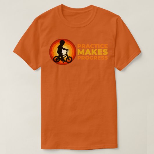 De praktijk maakt vooruitgang t-shirt (Design voorkant)
