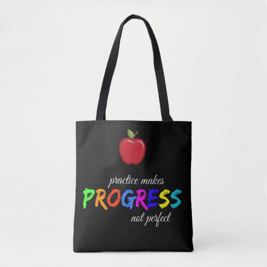 De praktijk maakt vooruitgang tote bag (Voorkant)