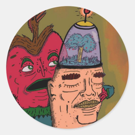 De pratende appel ronde sticker (Voorkant)