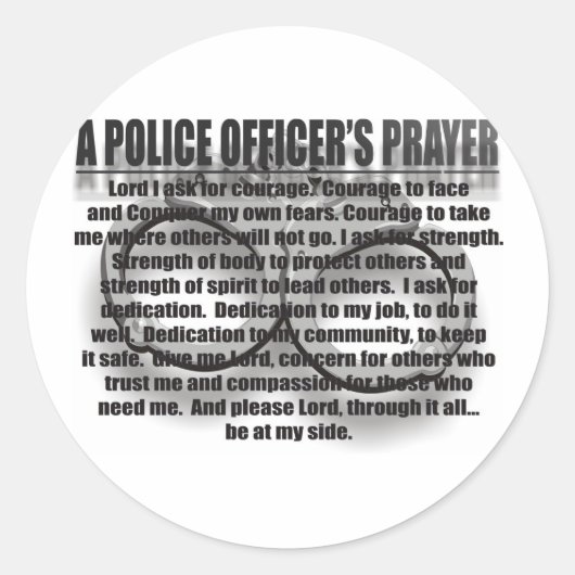 DE PRAYER VAN EEN POLITIEBUREAU RONDE STICKER (Voorkant)