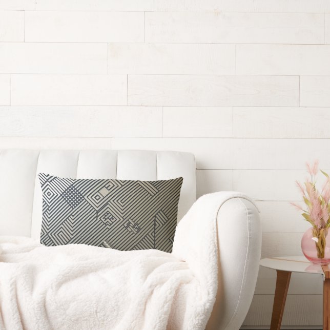 De precisie van vormen: geometrische abstractie kussen (Bank)