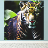 De Predator van het Oerwoud Jaguar - Fierce Canvas Afdruk (Insitu (Houten vloer))