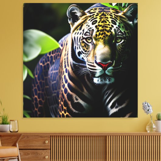 De Predator van het Oerwoud Jaguar - Fierce Canvas Afdruk (Insitu (Woonkamer))
