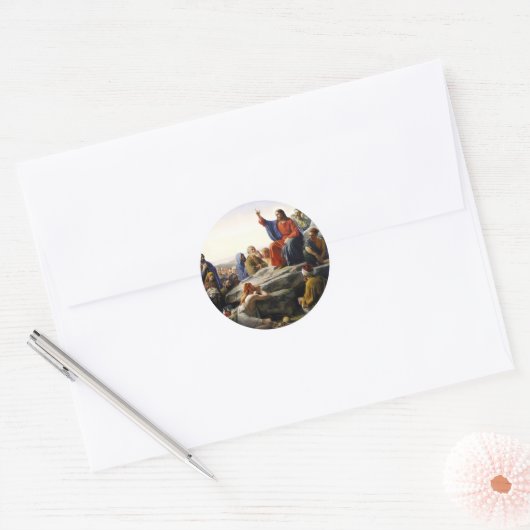 De preek op de berg ronde sticker (Envelop)