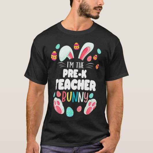 De Prekindergarten-leraar Bunny Hoppy Paasdag T-shirt (Voorkant)