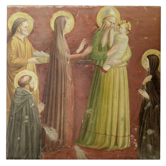 De presentatie in de tempel, uit een reeks p tegeltje (Voorkant)