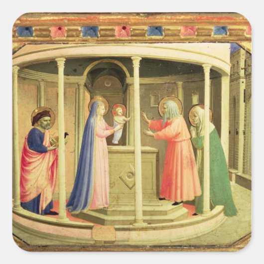 De presentatie in de tempel vierkante sticker (Voorkant)