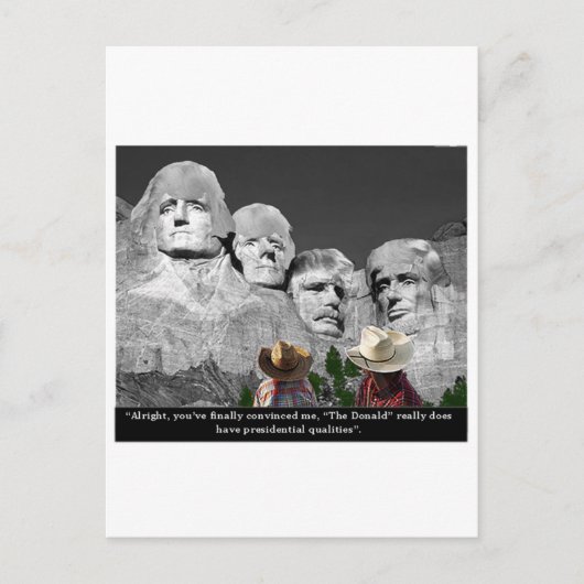 "De presidentiële kwaliteiten van de Donald's" Briefkaart (Voorkant)