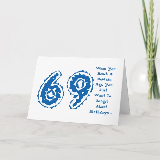 De pret, 69ste verjaardag, vergeet over het, wit kaart (Voorkant)