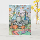 De Pret van het Theekransje van de Kat van de Heks Kaart (Gele Bloem)