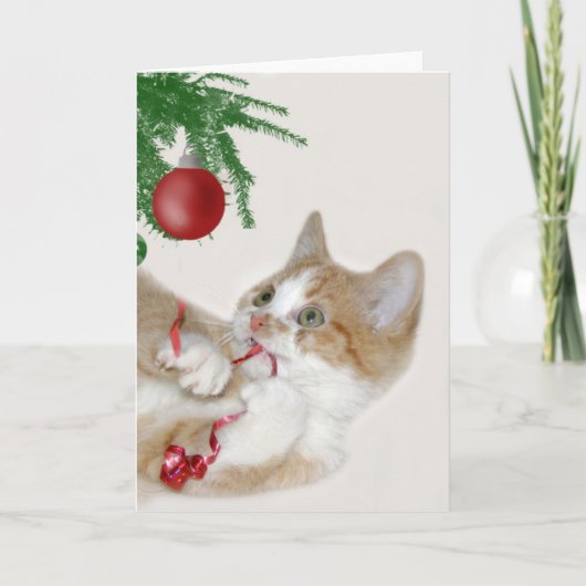 De pret van Kerstmis van de kat Feestdagen Kaart (Voorkant)