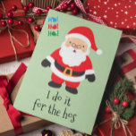 De prettige kerstman doet het voor de Hos Feestdagen Kaart<br><div class="desc">Dit ontwerp is gemaakt van mijn één-van-een-soort vloeibaar acrylschilderij. Het kan worden gepersonaliseerd door op de knop Aanpassen te klikken en de naam, initialen of woorden te wijzigen. U kunt de tekstkleur en de stijl ook veranderen of de tekst voor een slechts ontwerp van het afbeelding schrappen. Neem contact met...</div>