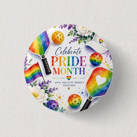De Pride Pickleball Regenboog thema Ronde Button 3,2 Cm (Voorkant)