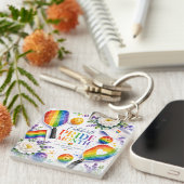 De Pride Pickleball Regenboog thema Sleutelhanger (Voorkant Rechts)