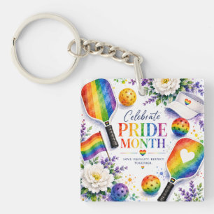 De Pride Pickleball Regenboog thema Sleutelhanger