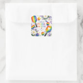 De Pride Pickleball Regenboog thema Vierkante Sticker (Tas)