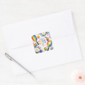 De Pride Pickleball Regenboog thema Vierkante Sticker (Envelop)
